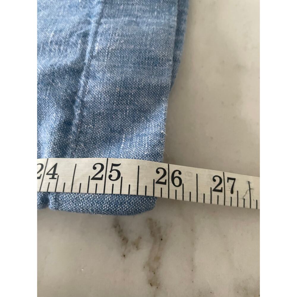 TALBOTS Women 2P 100% LINEN PANTS Blue Belt Loops Front Zip Comfy Travel Pockets - Picture 6 of 7